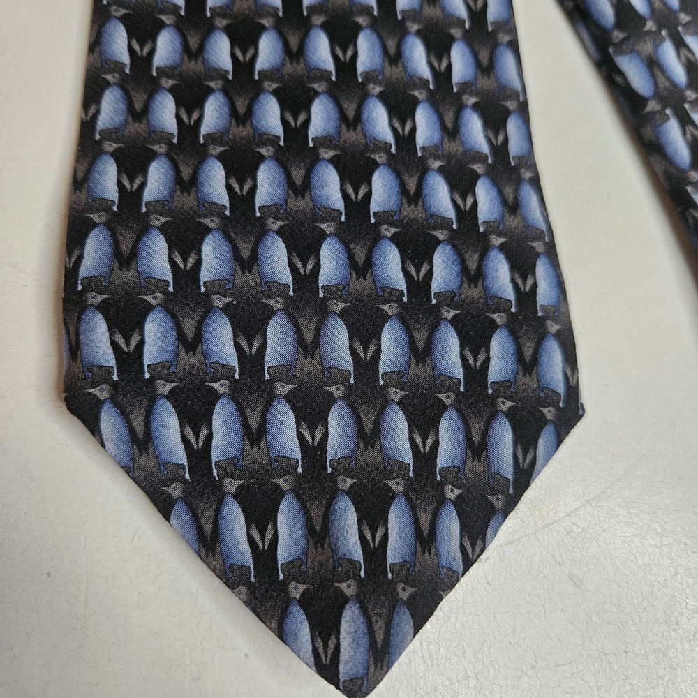 Endangered Species Tuxedo Penguin Silk Tie Blue Grey Black Novelty ES 001-011